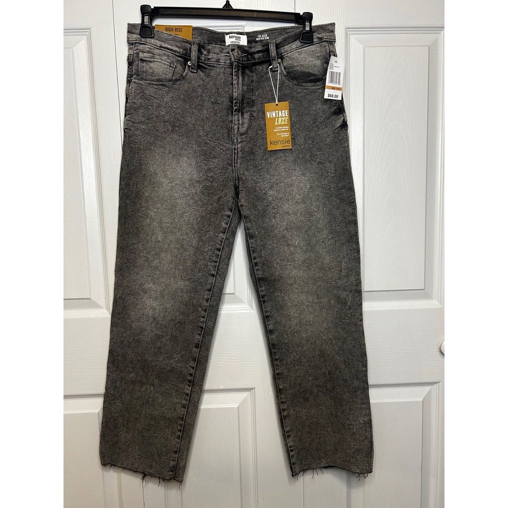 Kensie Jeans The Allie High Rise Slim Vintage Luxe Washed Black Grey Denim 12/31